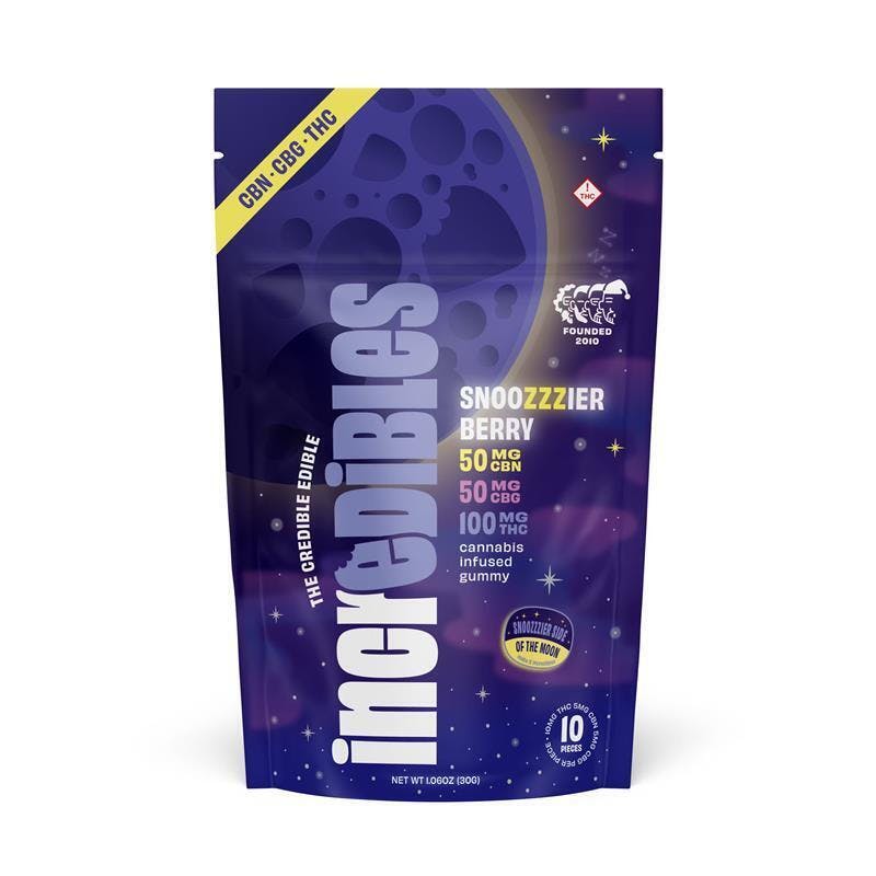 incredibles Snoozzzierberry Ratioed Gummies 10mg ea | 10-Pack | 1:1 THC:CBN:CBG