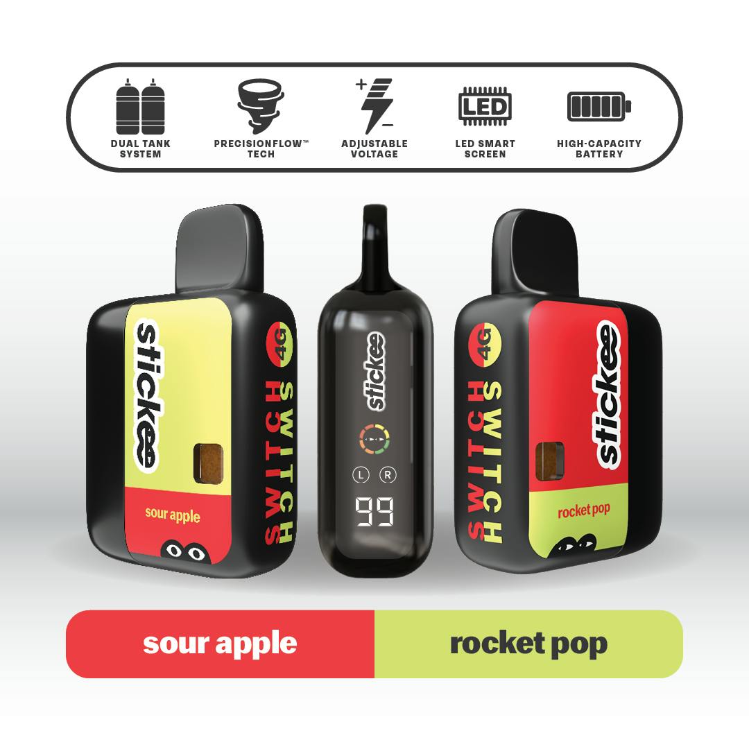 Stickee - Rocket Pop X Sour Apple Diesel Live Resin Disposable 4g cannabis product