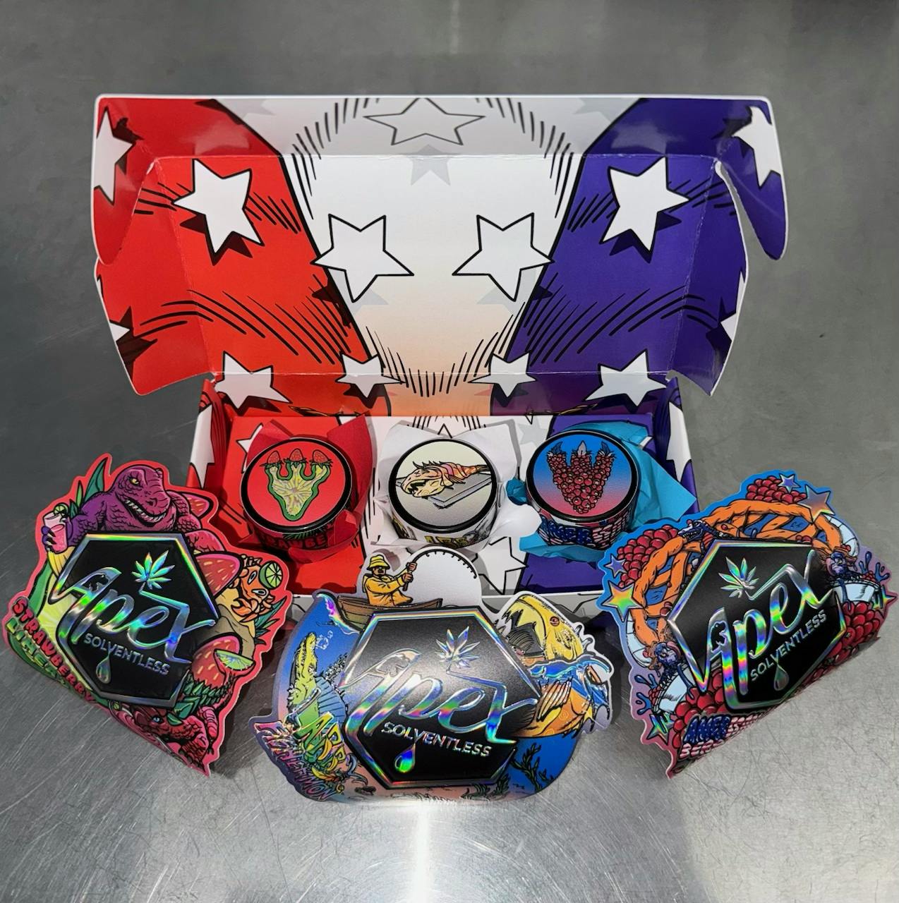 Apex - Red White & Berries Thumbprint Box Rosin 6g