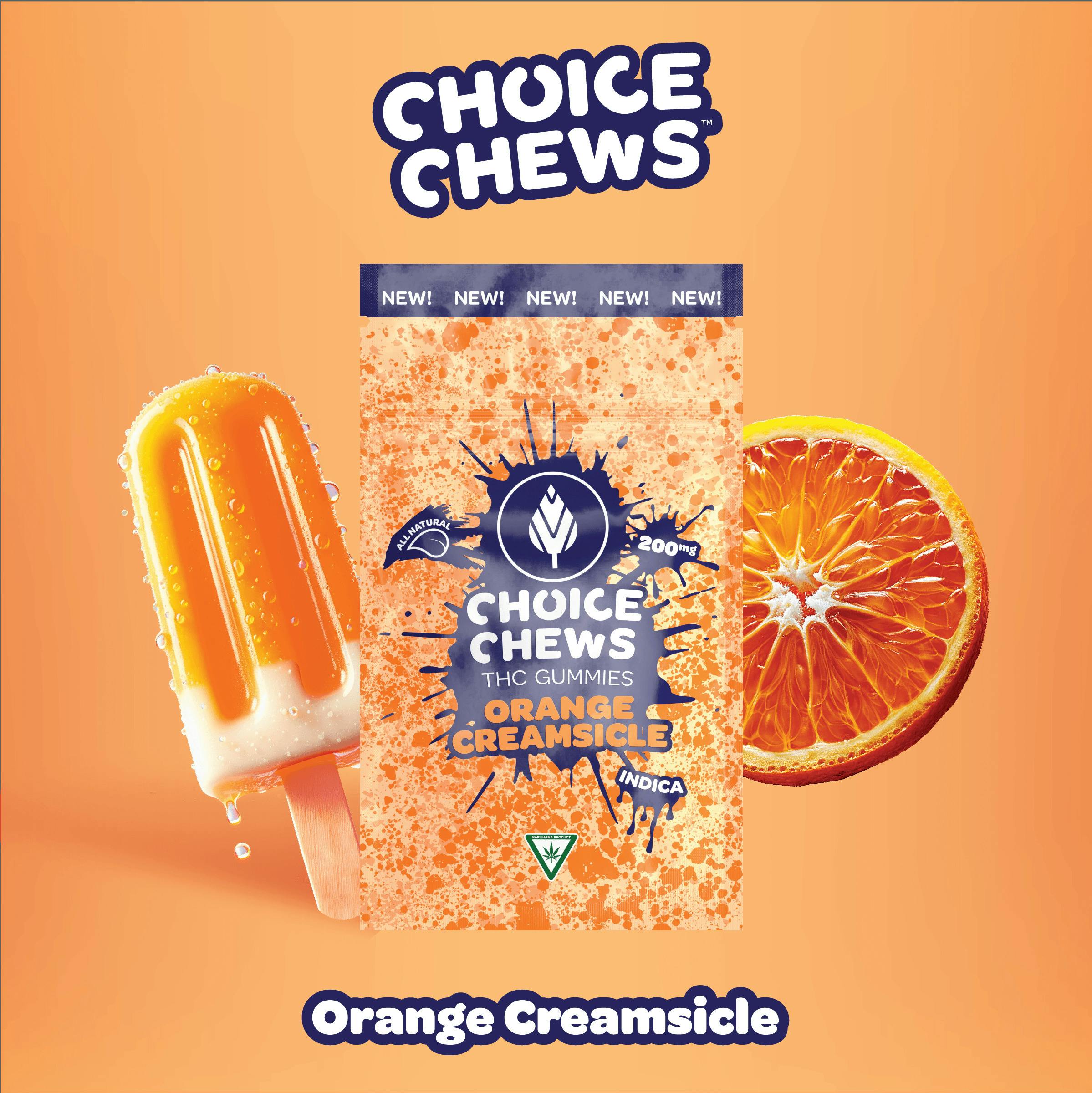 Choice Chews - 200mg Gummies - Orange Creamsicle (Indica)