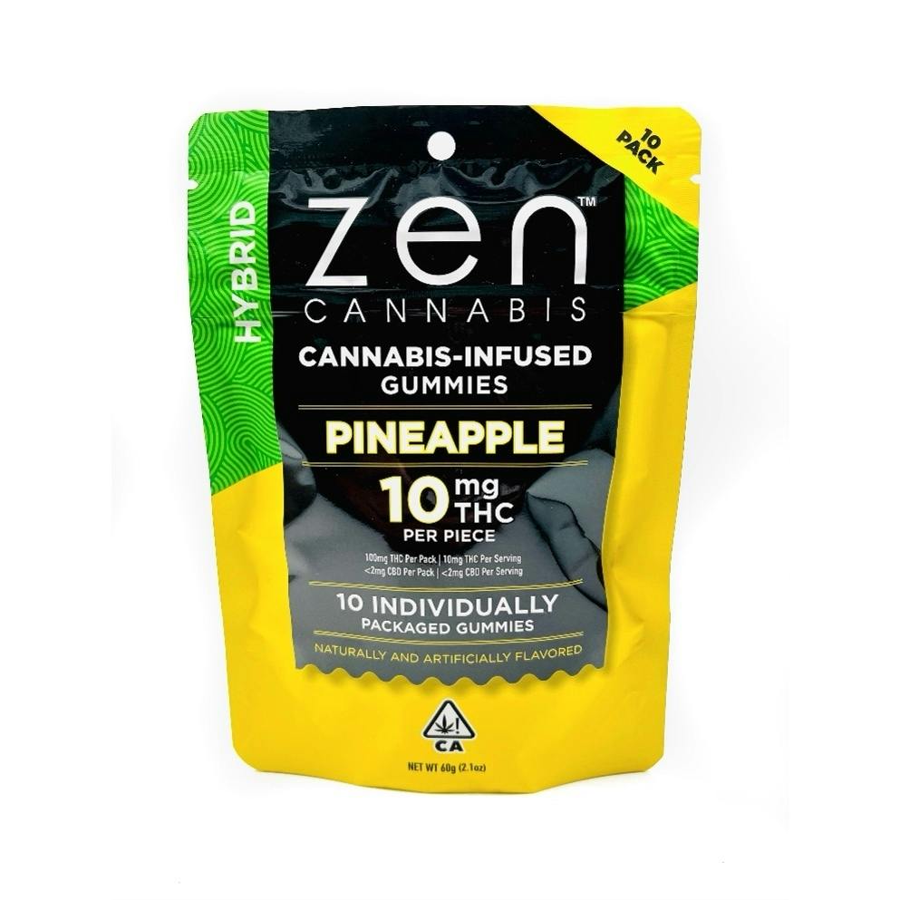 ZEN PINEAPPLE 10PK 100MG GUMMIES