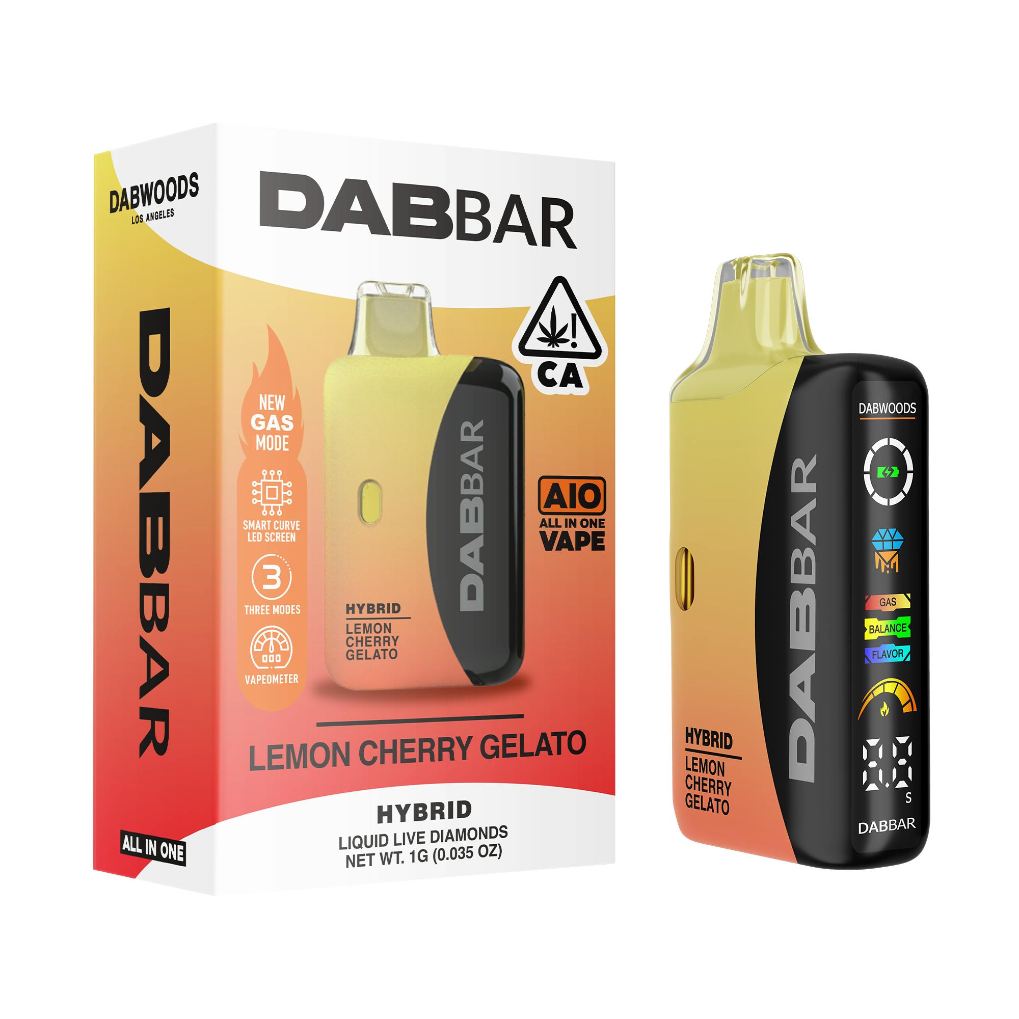 DABWOODS LEMON CHERRY GELATO LIQUID DIAMOND DAB BAR AIO - 1 g