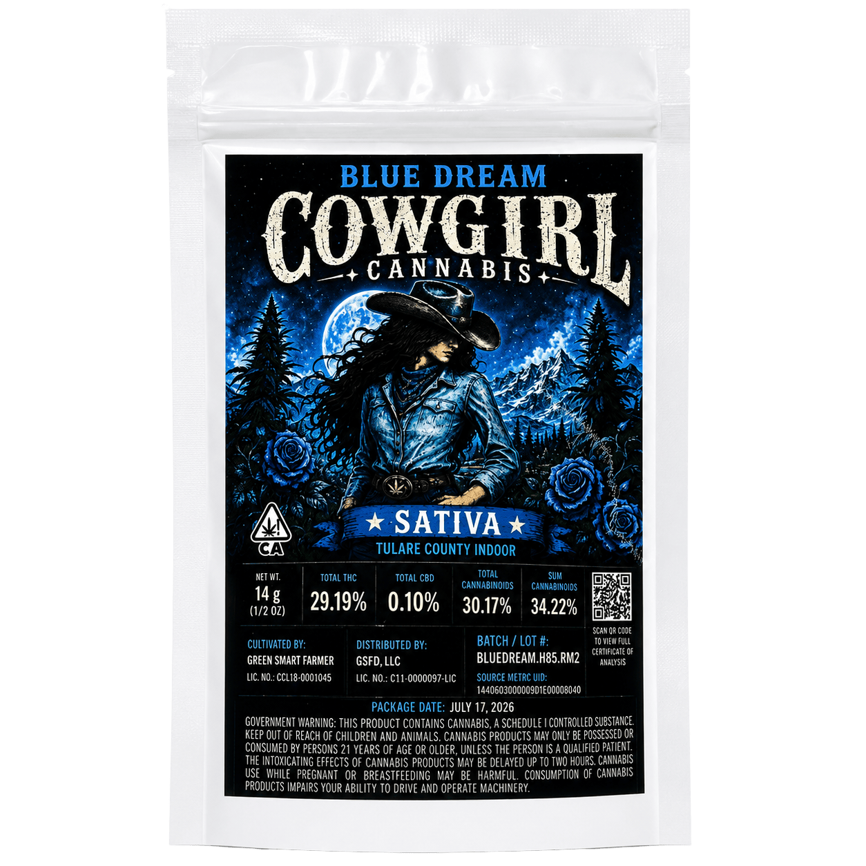 COWGIRL BLUE DREAM FLOWER - 14 g