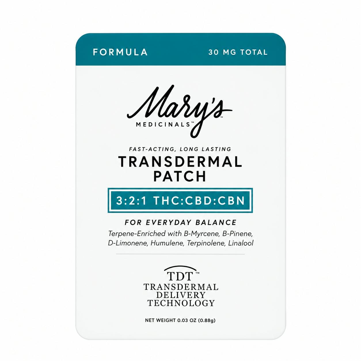 MARY MEDICINALS 3:2:1 THC:CBD:CBN TRANSDERMAL PATCH