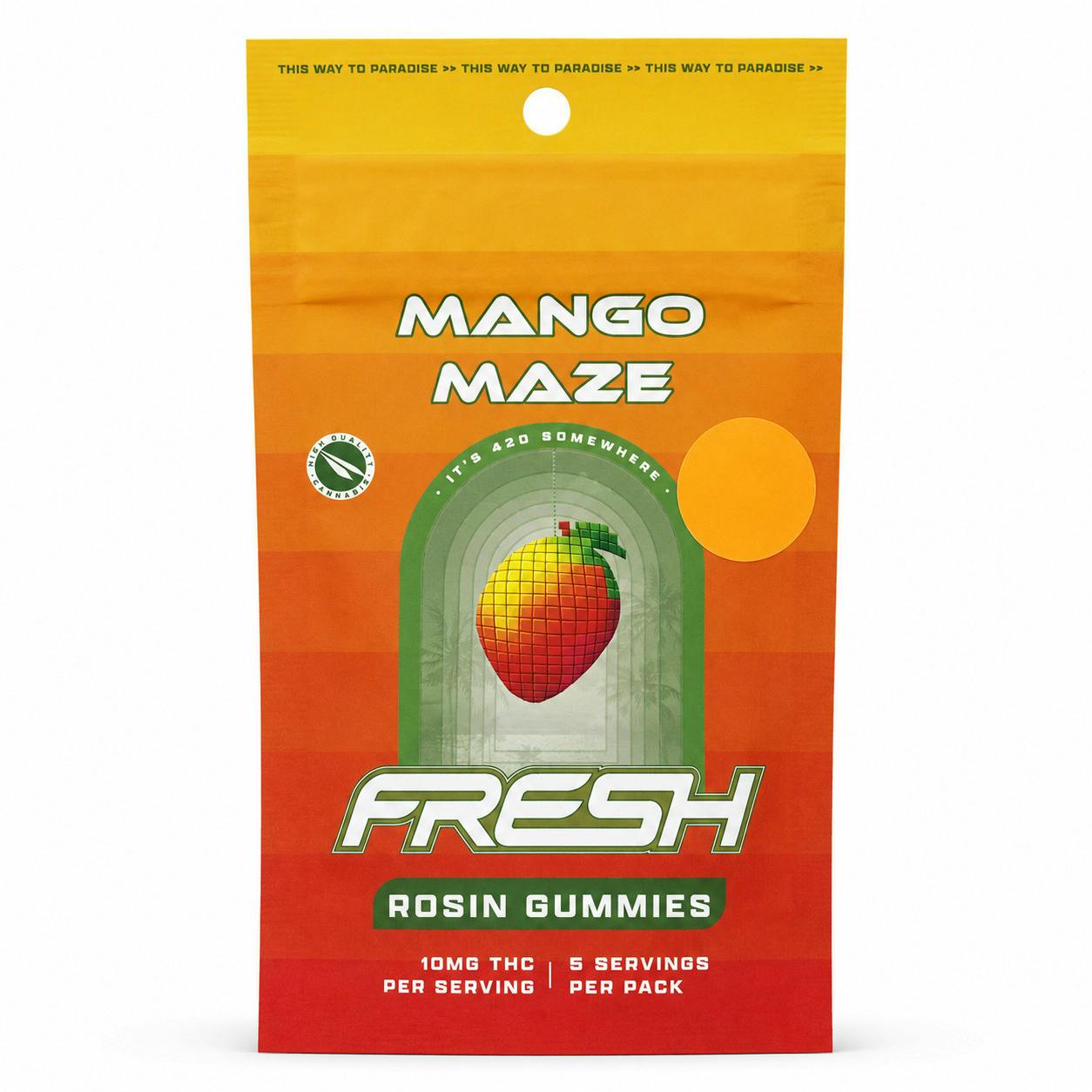 Solventless Gummies 5pk - Indica - Mango Maze (50mg per pack) at Fresh Dispensary - Seaford