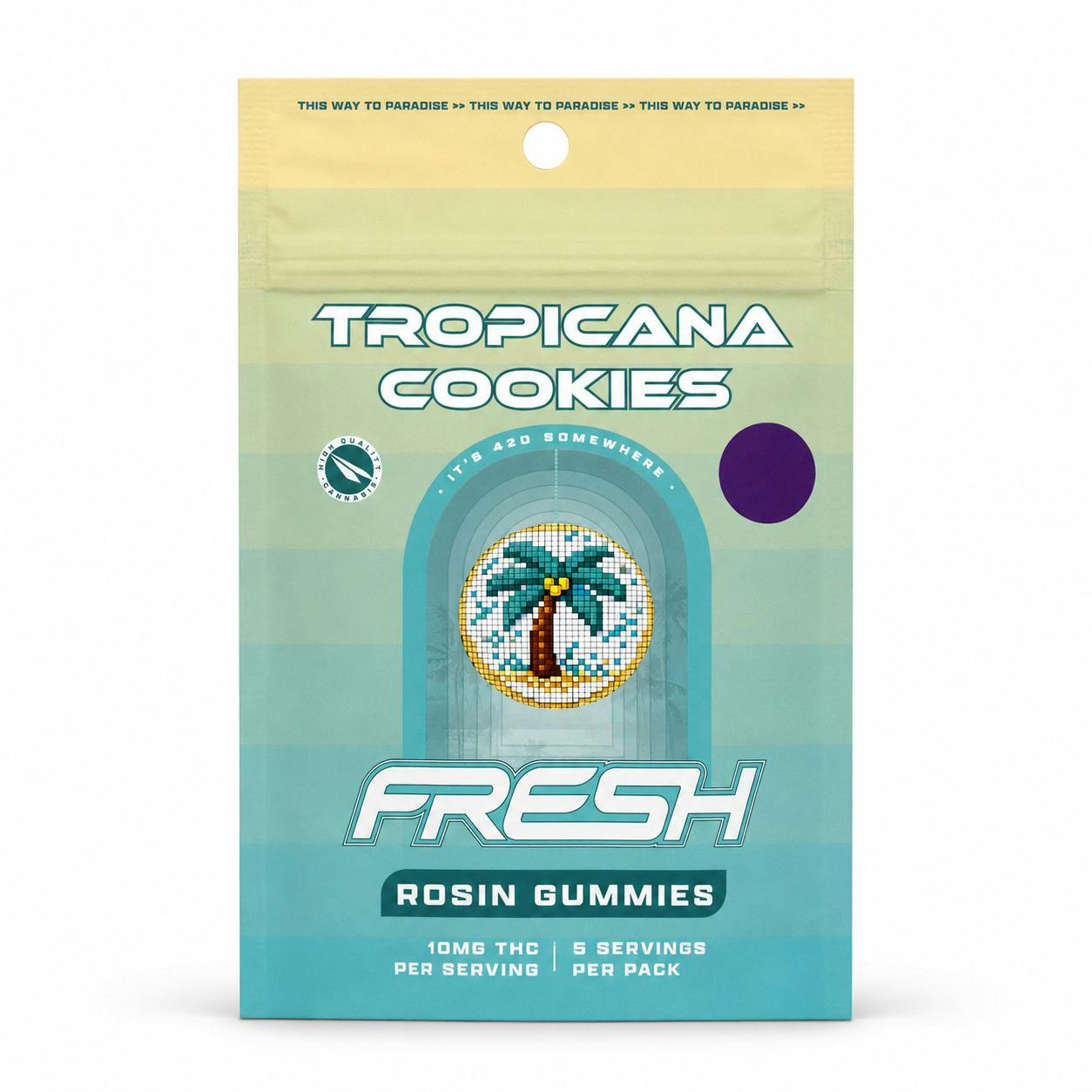 Solventless Gummies 5pk - Indica - Tropicana Cookies (50mg per pack) at Fresh Dispensary - Seaford