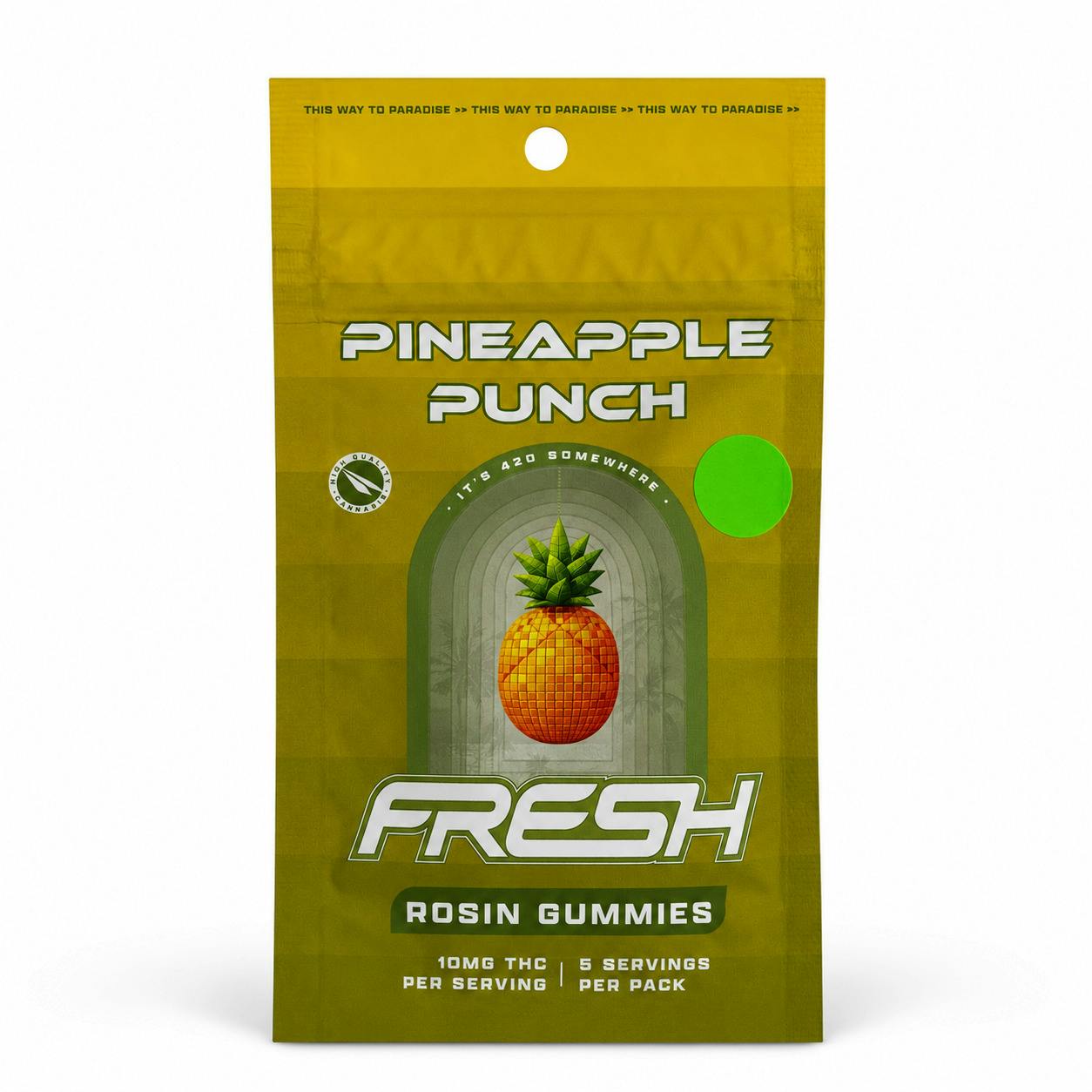 Solventless Gummies 5pk - Sativa - Pineapple Punch (50mg per pack) at Fresh Dispensary - Seaford