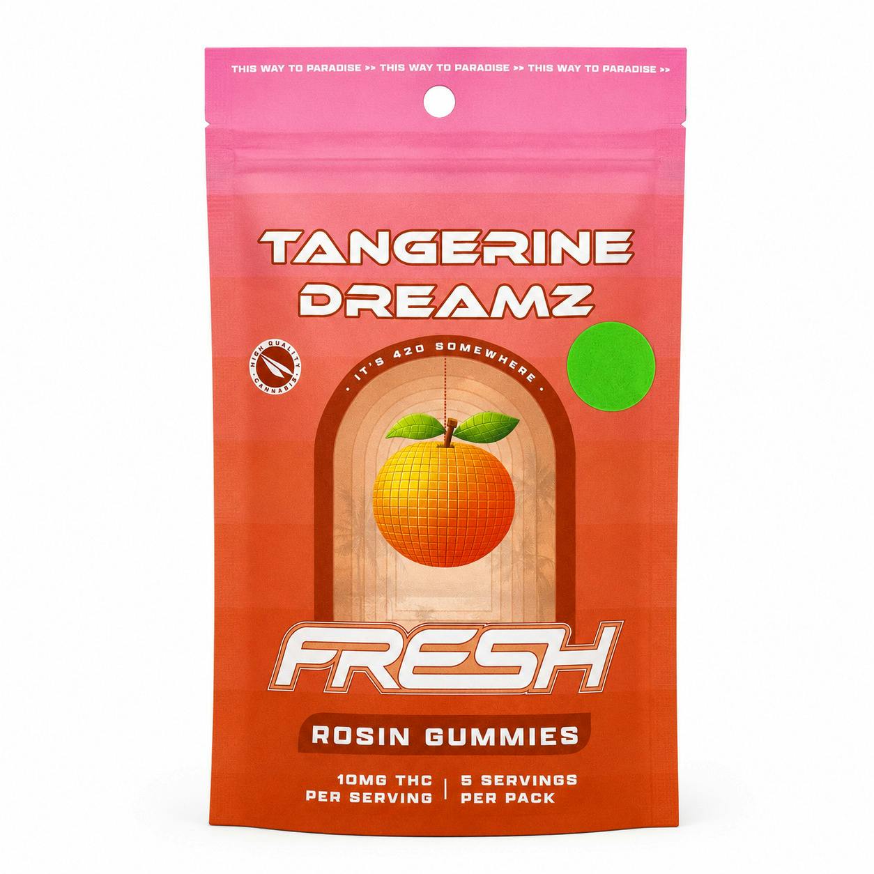 Solventless Gummies 5pk - Sativa - Tangerine Dreamz (50mg per pack) at Fresh Dispensary - Seaford
