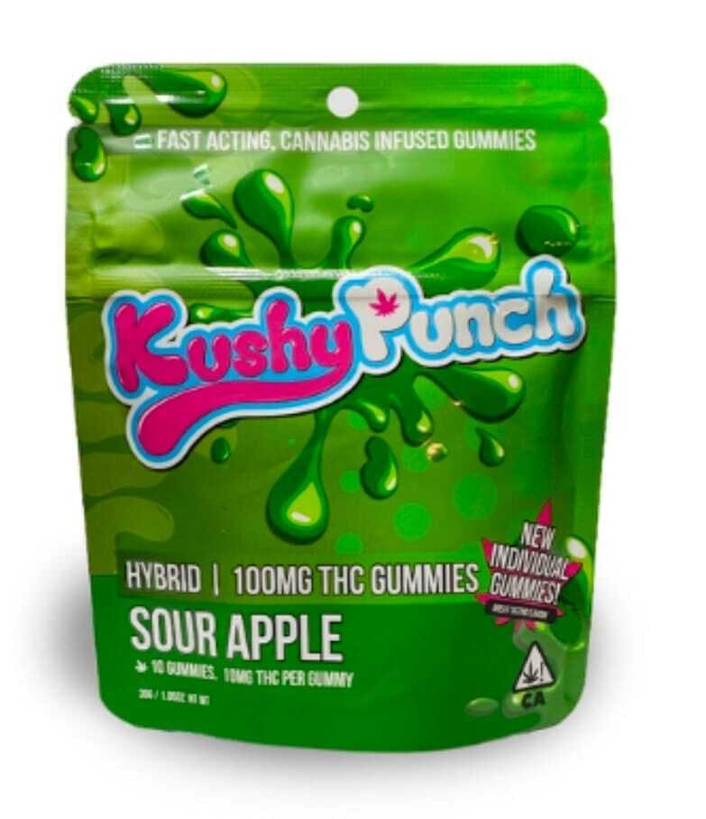 Kushy Punch — Hybrid Sour Apple INDIVIDUAL GUMMIES 100MG