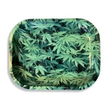 LARGE METAL ROLLING TRAY WEED LEAF