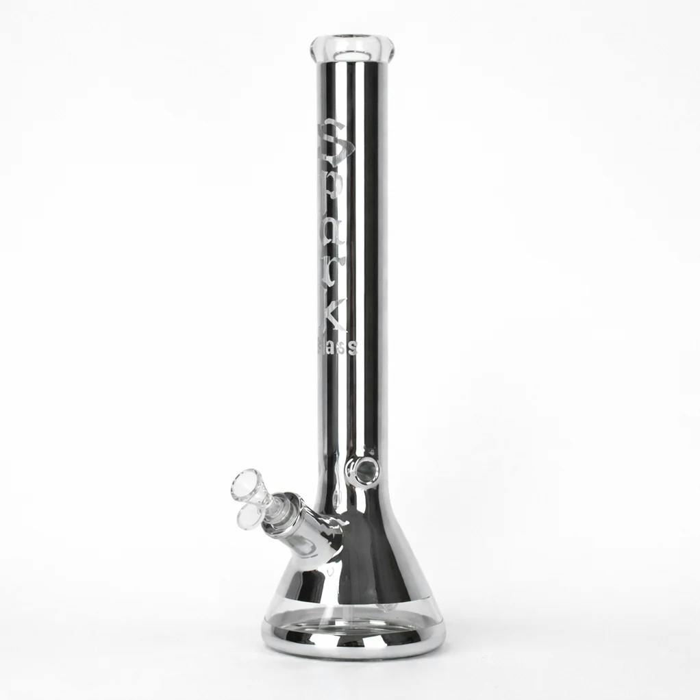 18" 7 mm SPARK Metallic Classic Beaker Bong (SLIVER)