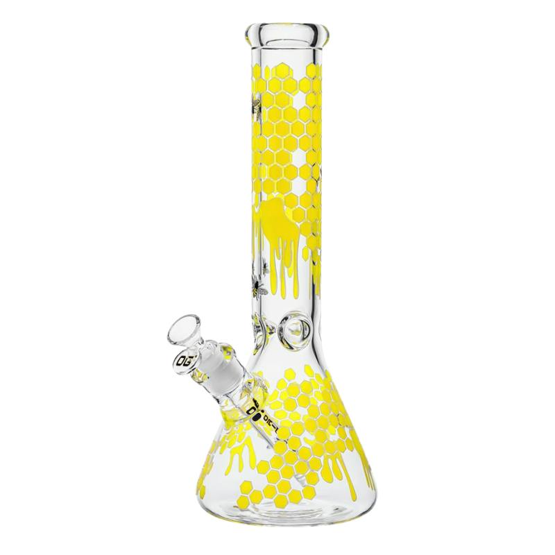 14" 7mm OG Original Glow-in-the-Dark Honeycomb Beaker