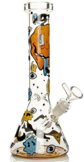 Red Eye Glass 12" Smile Face Beaker Bong