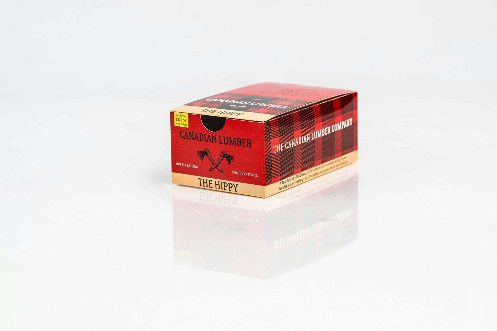 Canadian Lumber - Hippy Unbleached Hemp & Flax Rolling Papers with Tips - 1 1/4