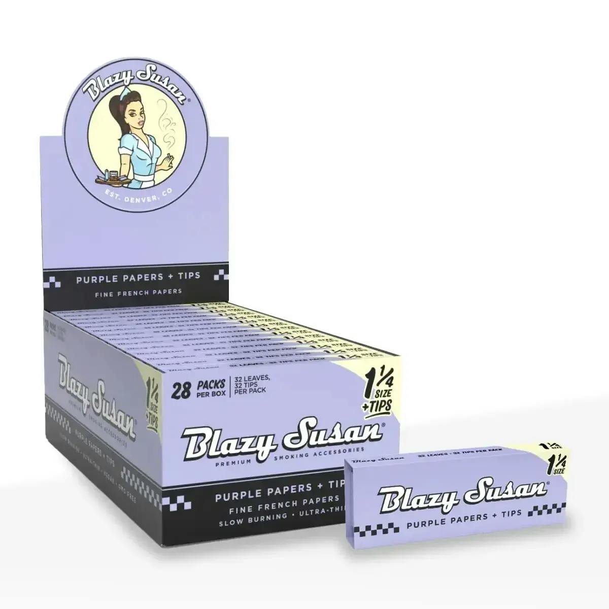 Blazy Susan Purple 1 1/4 Rolling Papers + Tips