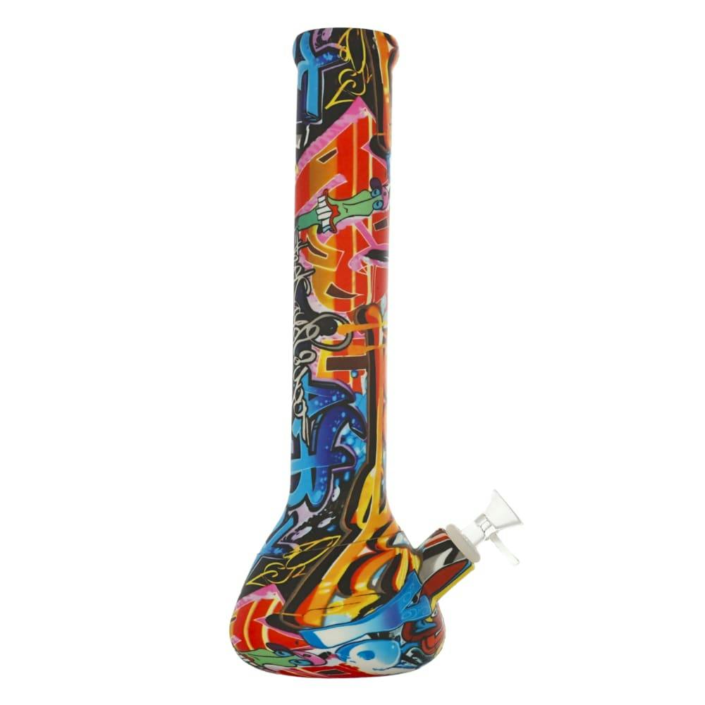 Graffiti Print Silicone Beaker Bong 13.5"