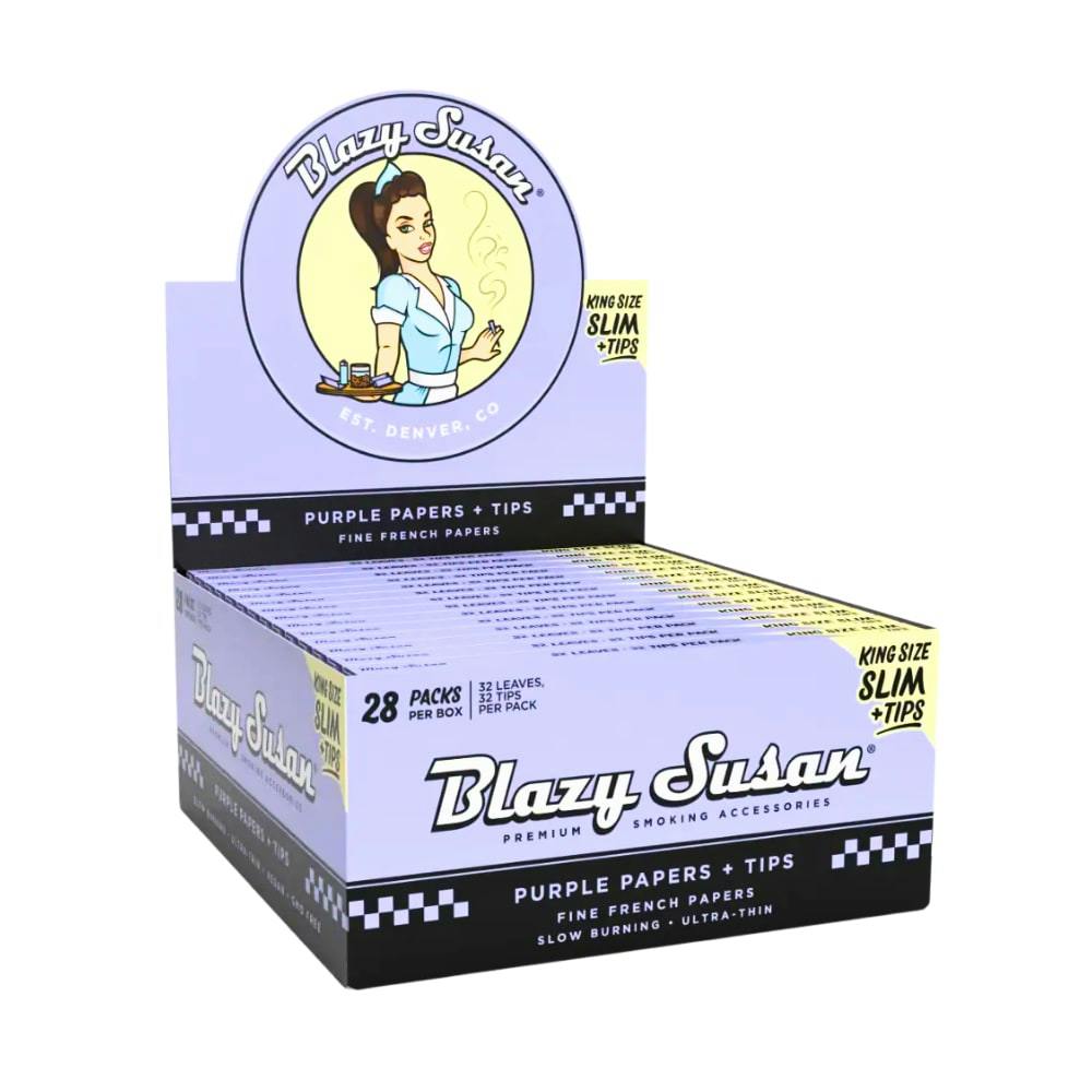 Blazy Susan Purple King Size Slim Rolling Papers + Tips