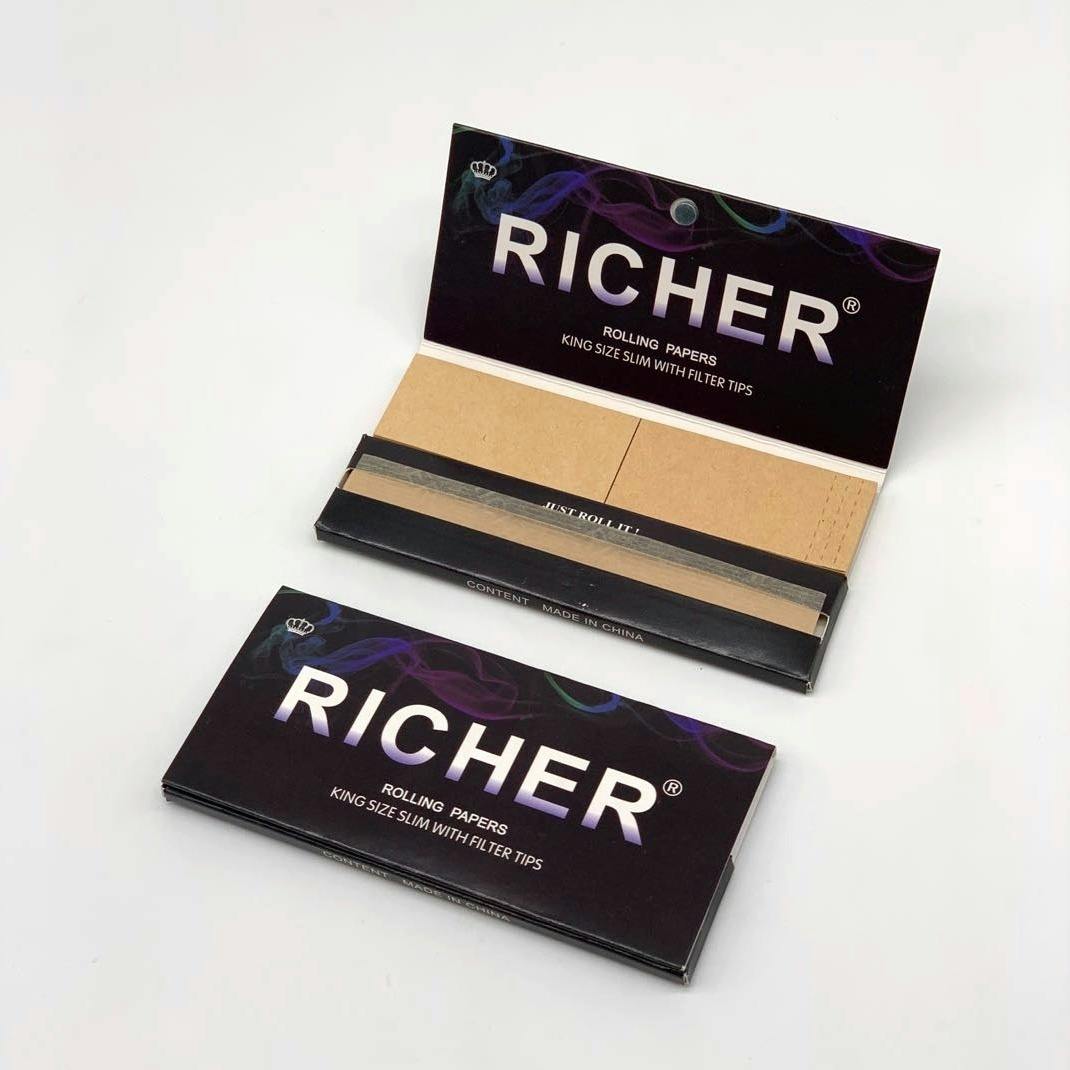 RICHER | King Size Slim Papers w/ Tips | Hemp