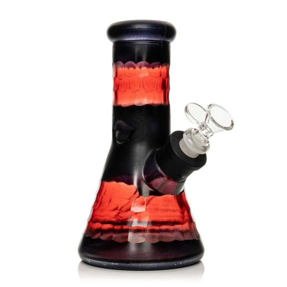 8" Tall Red & Black Dragon Scale Beaker Base Water Pipe