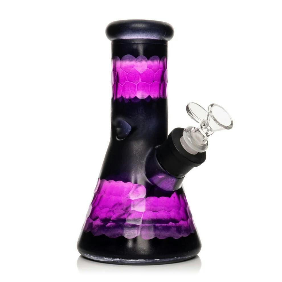 8" Tall Purple & Black Dragon Scale Beaker Base Water Pipe