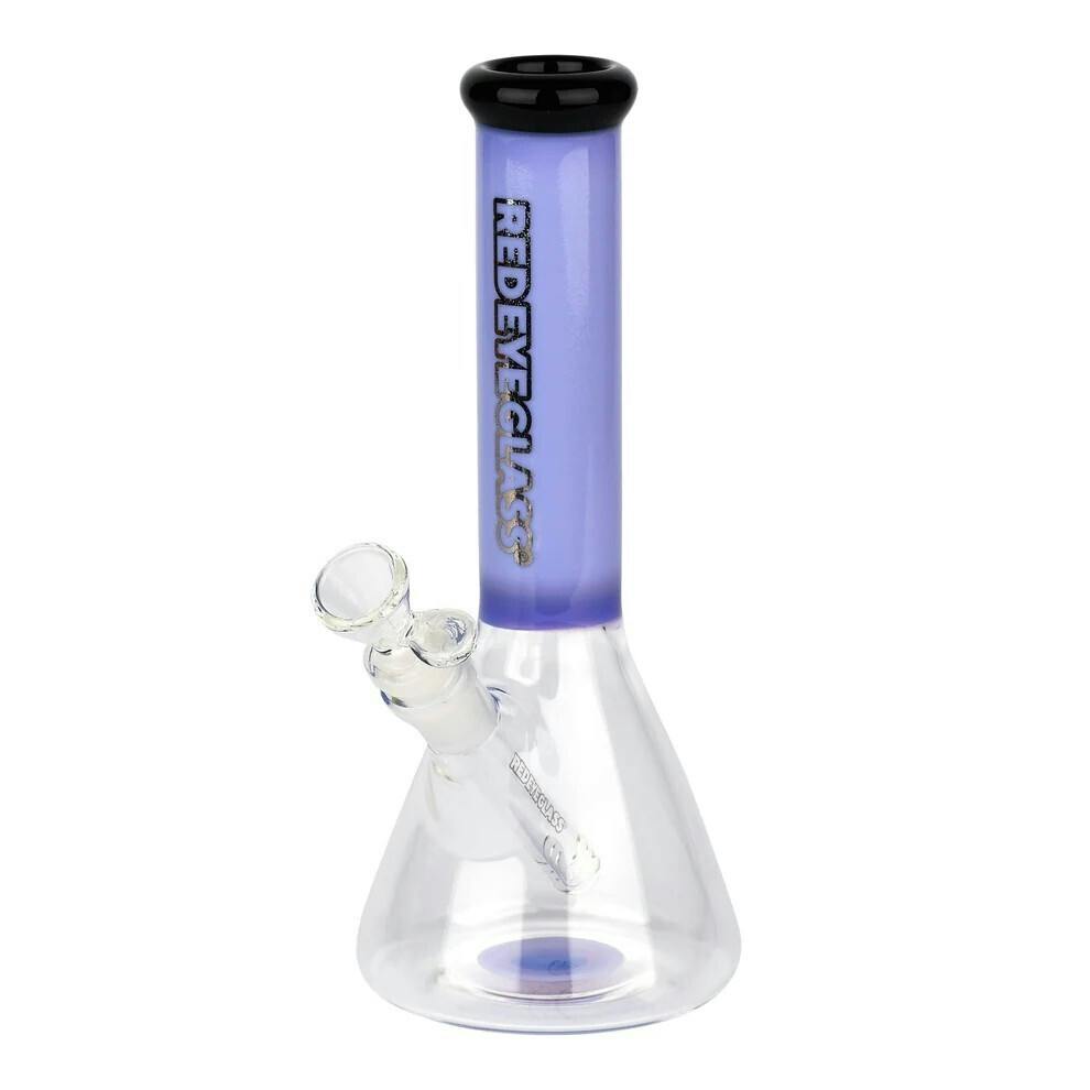 Red Eye Glass 9.5" Tall Purple Nollie Beaker Tube W/Black Mouthpiece