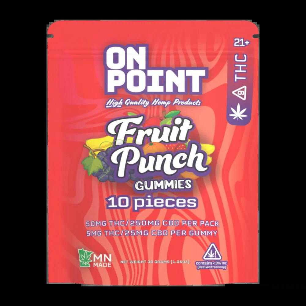 On Point - Gummies - 50mg THC + 250mg CBD - Fruit Punch