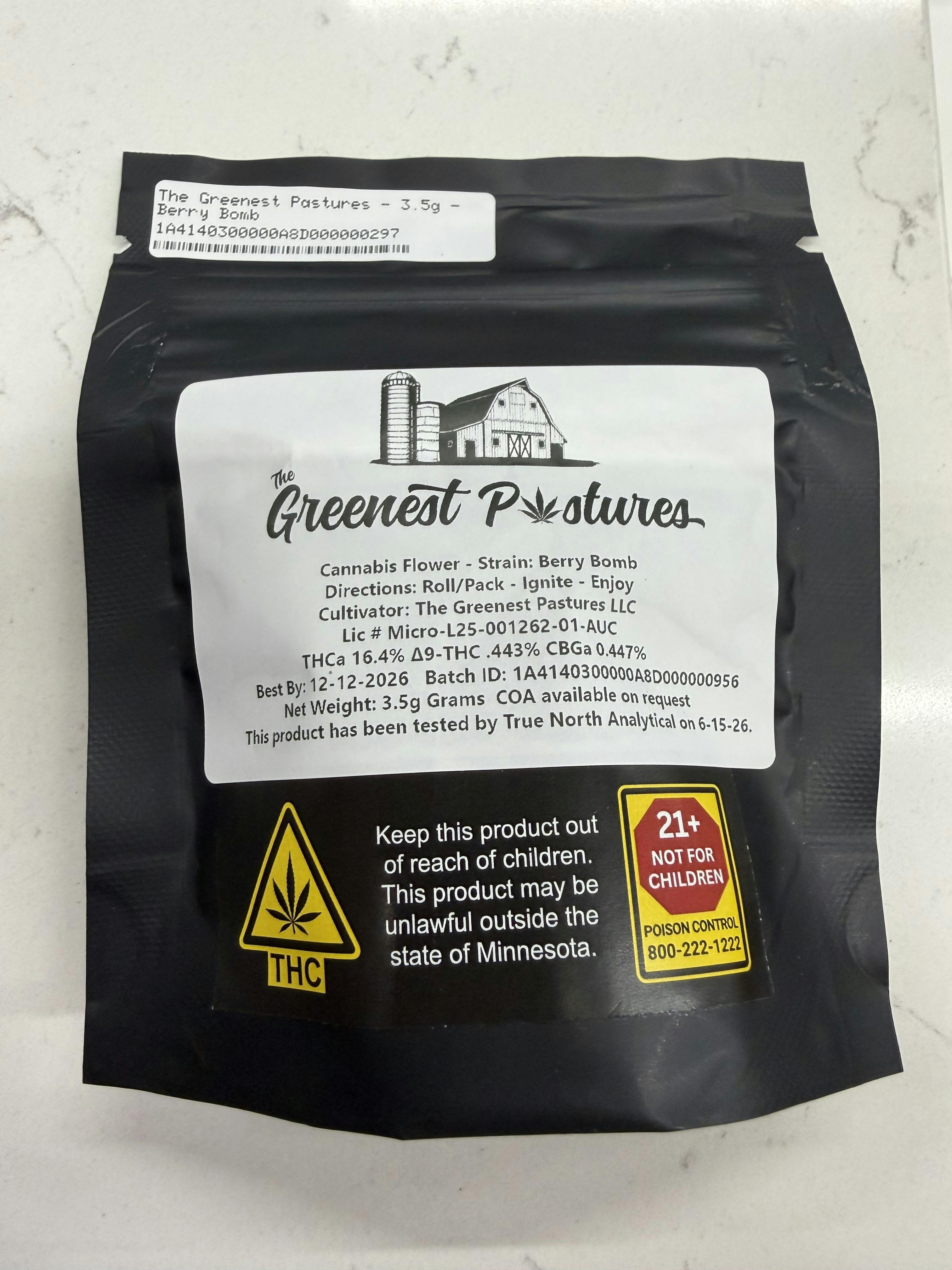 The Greenest Pastures - 3.5g - Berry Bomb at Legacy Cannabis