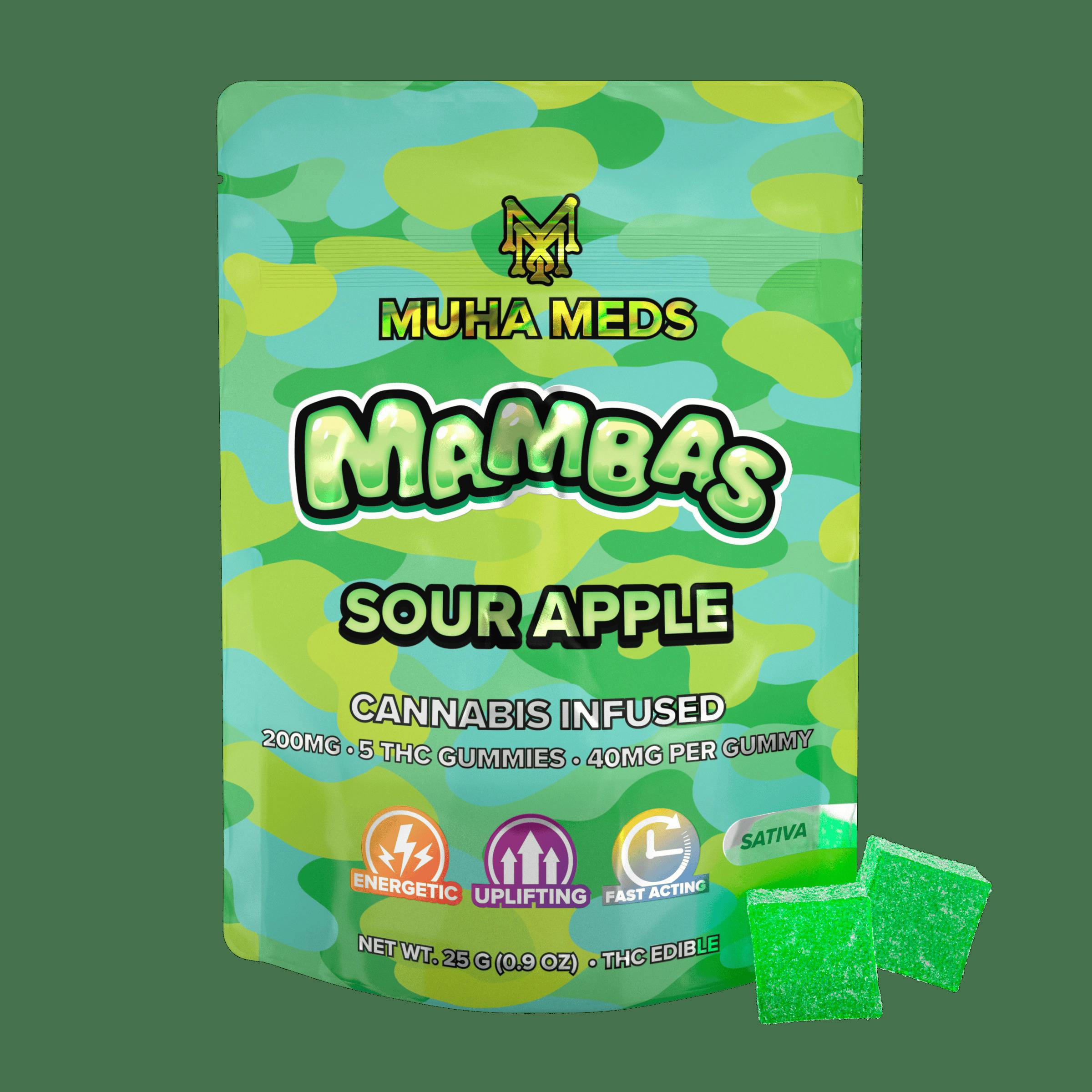 Mambas - 40mg Gummies (5pk) - Sour Apple