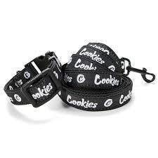 COOKIES DOG LEASH & COLLAR (M) - BLK