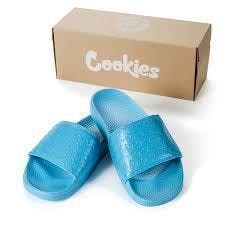 MEN'S 10 - (BLUE) - COOKIES MONOGRAM FAUX LEATHER SLIDES