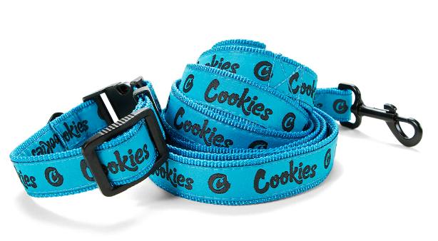 COOKIES ORIGINAL LOGO DOG LEASH & COLLAR (M) - BLUE