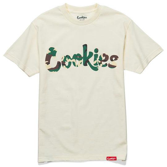 ORIGINAL LOGO CREAM TEE (CREAM/ GREEN CAMO) (LG)