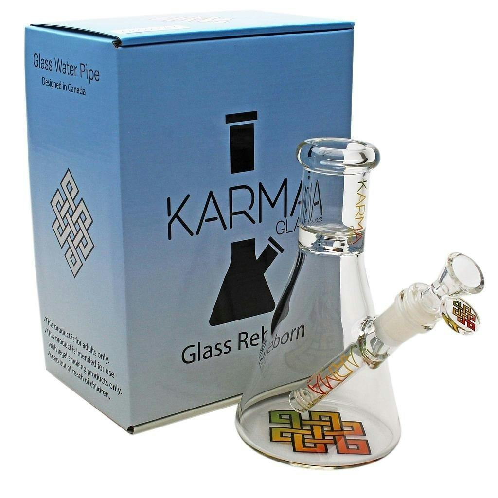 Karma - 7" Mini Beaker Glass Bong - Rasta