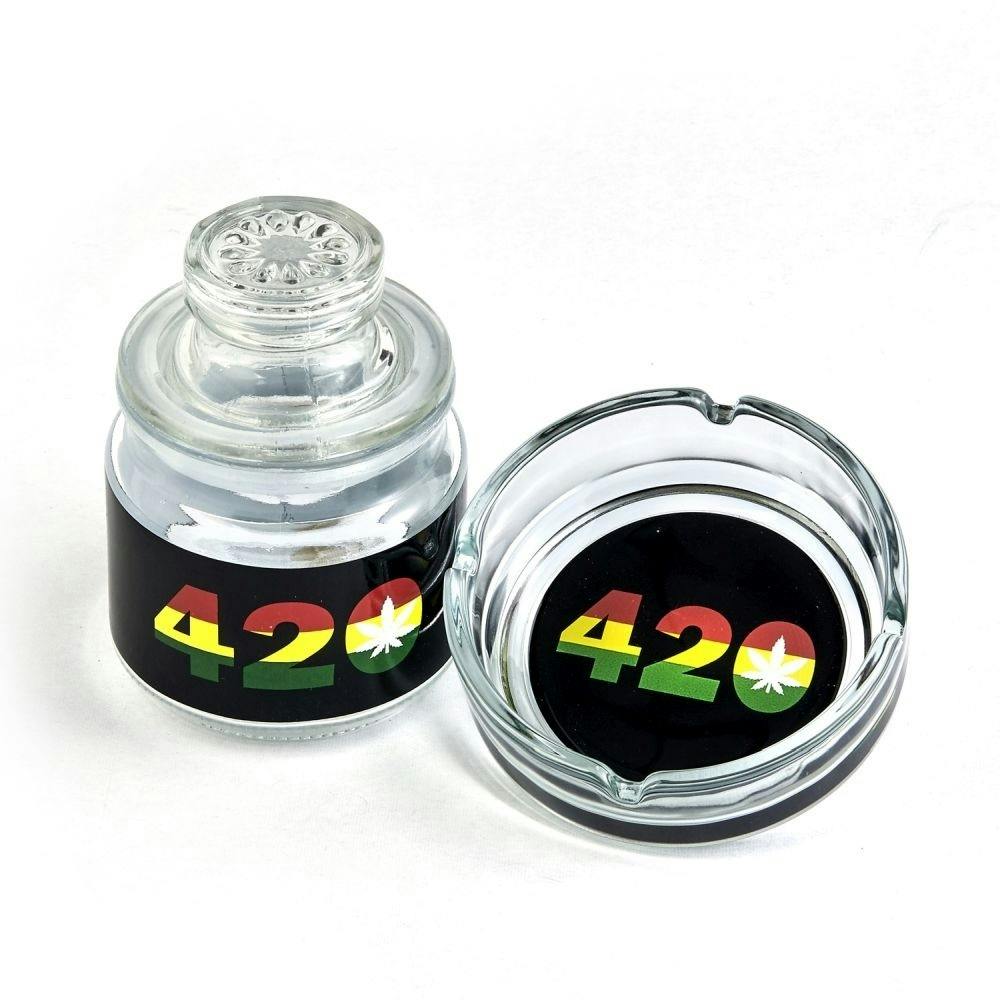 Glass Stash Jar and Ashtray Set - 420