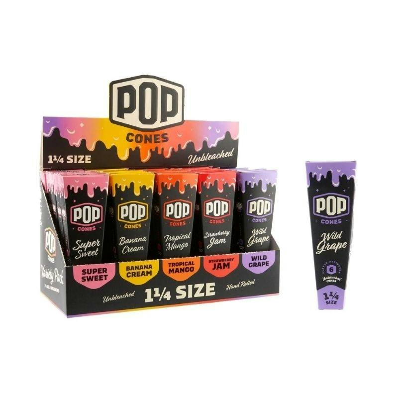 Pop Cones - Unbleached Pre Rolled 1.25" - Assorted Flavor - 6pc