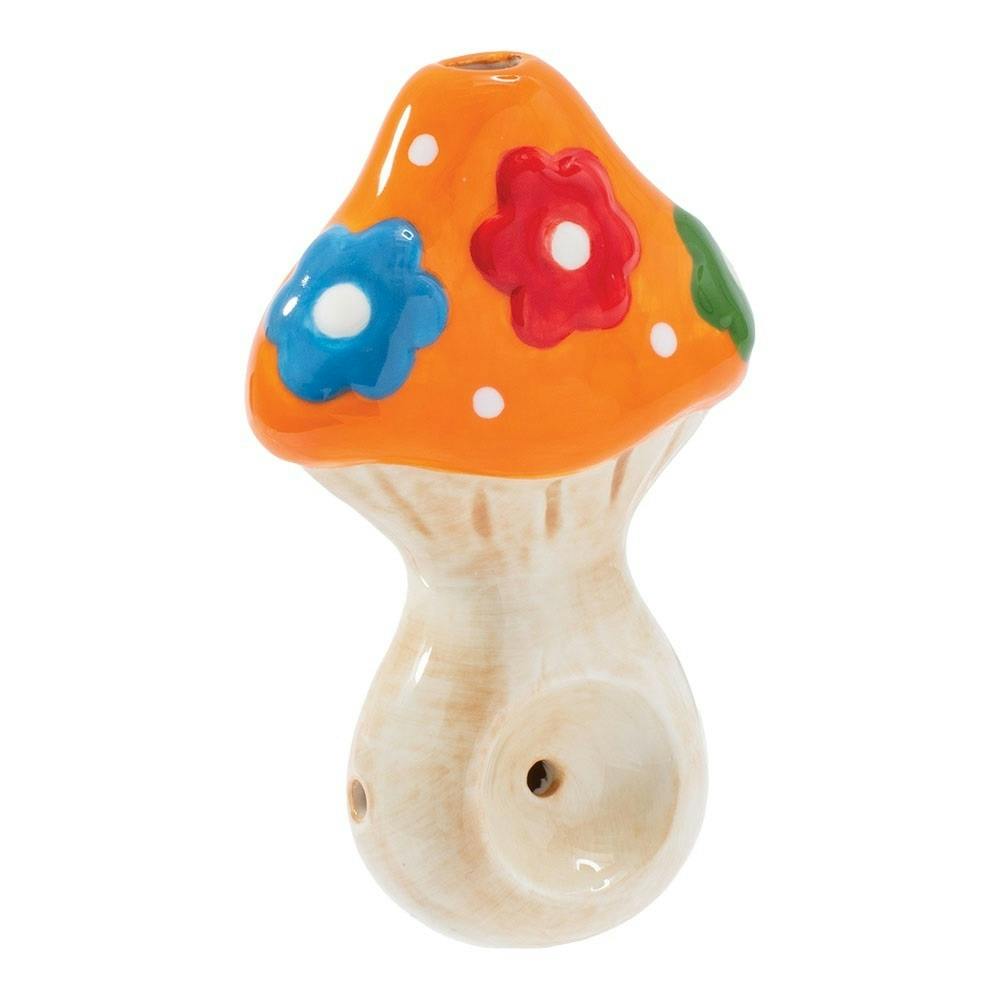 Ceramic Pipe - Wacky Bowlz Flower Mushroom - 3.75"