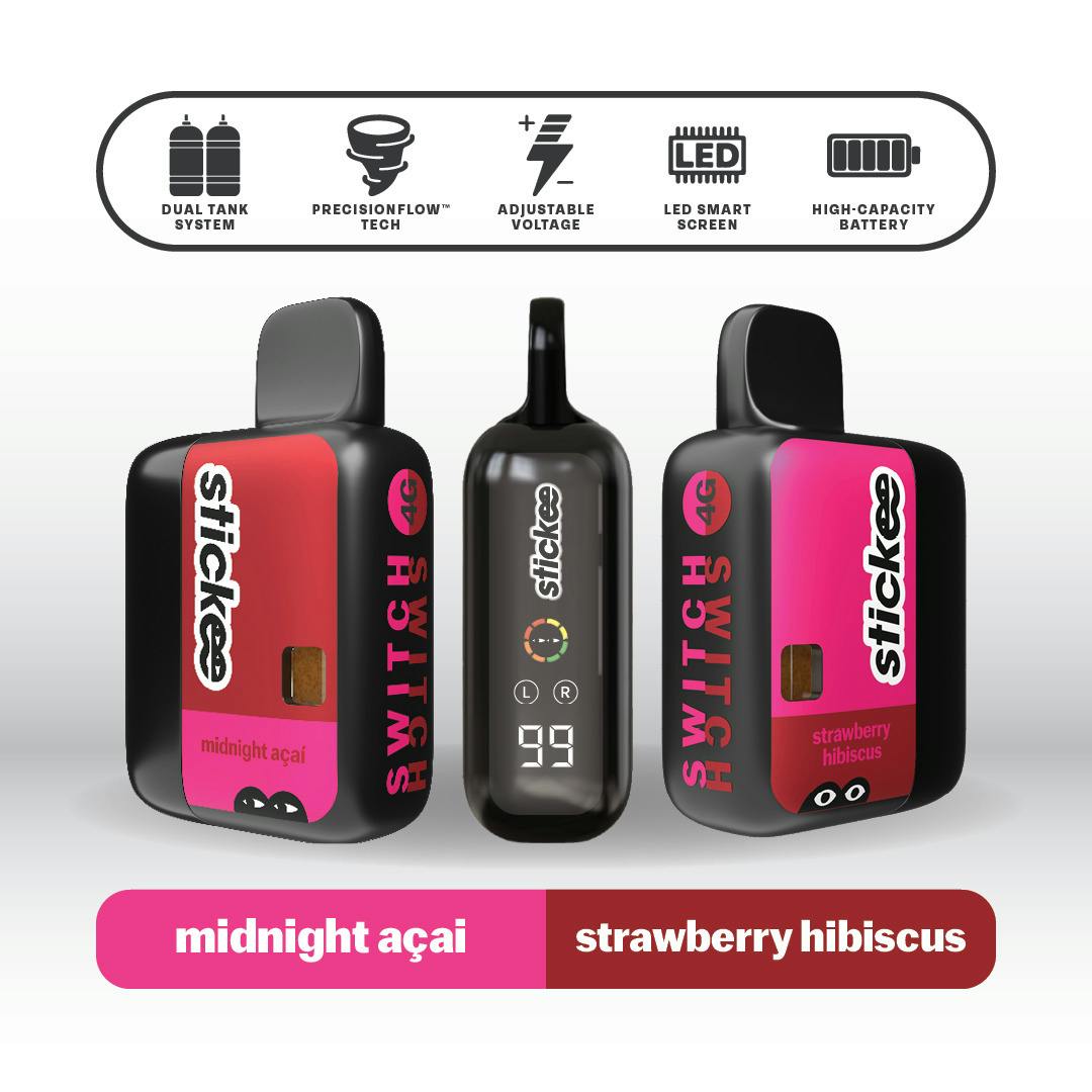STICKEE SWITCH | AIO | 4G | LR X LD | STRAWBERRY HIBISCUS X MIDNIGHT ACAI