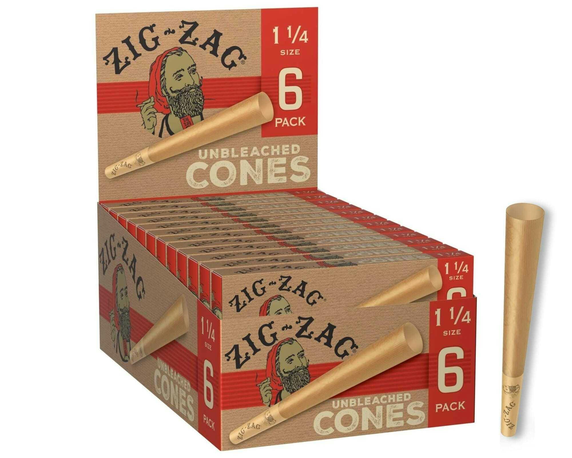 ZigZag - 6pk - 1 1/4 Unbleached Cones - ZIG-ZAGS