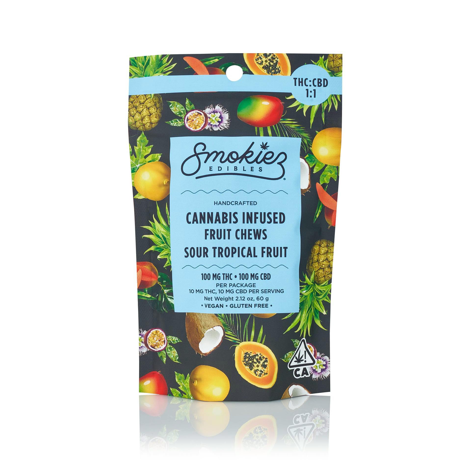 Smokiez Blended Fruit Chews | Sour Tropical 1:1 100mg Rec