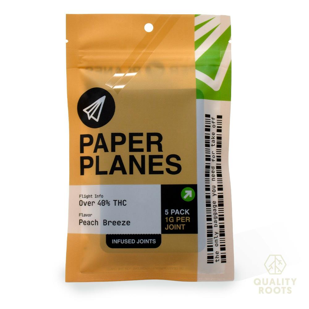 Paper Planes - Peach Breeze Infused Pre-Rolls 5pk 6g
