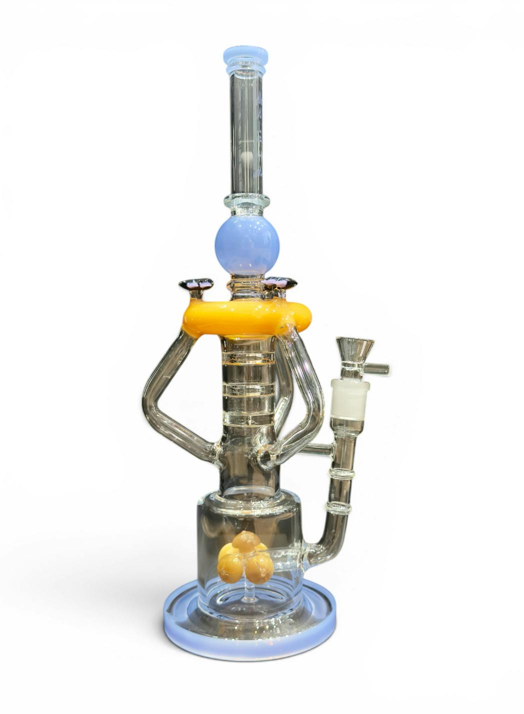 15 Alpha Glass 3d Bee Recycler Dab With Chamber Water Slime Blue