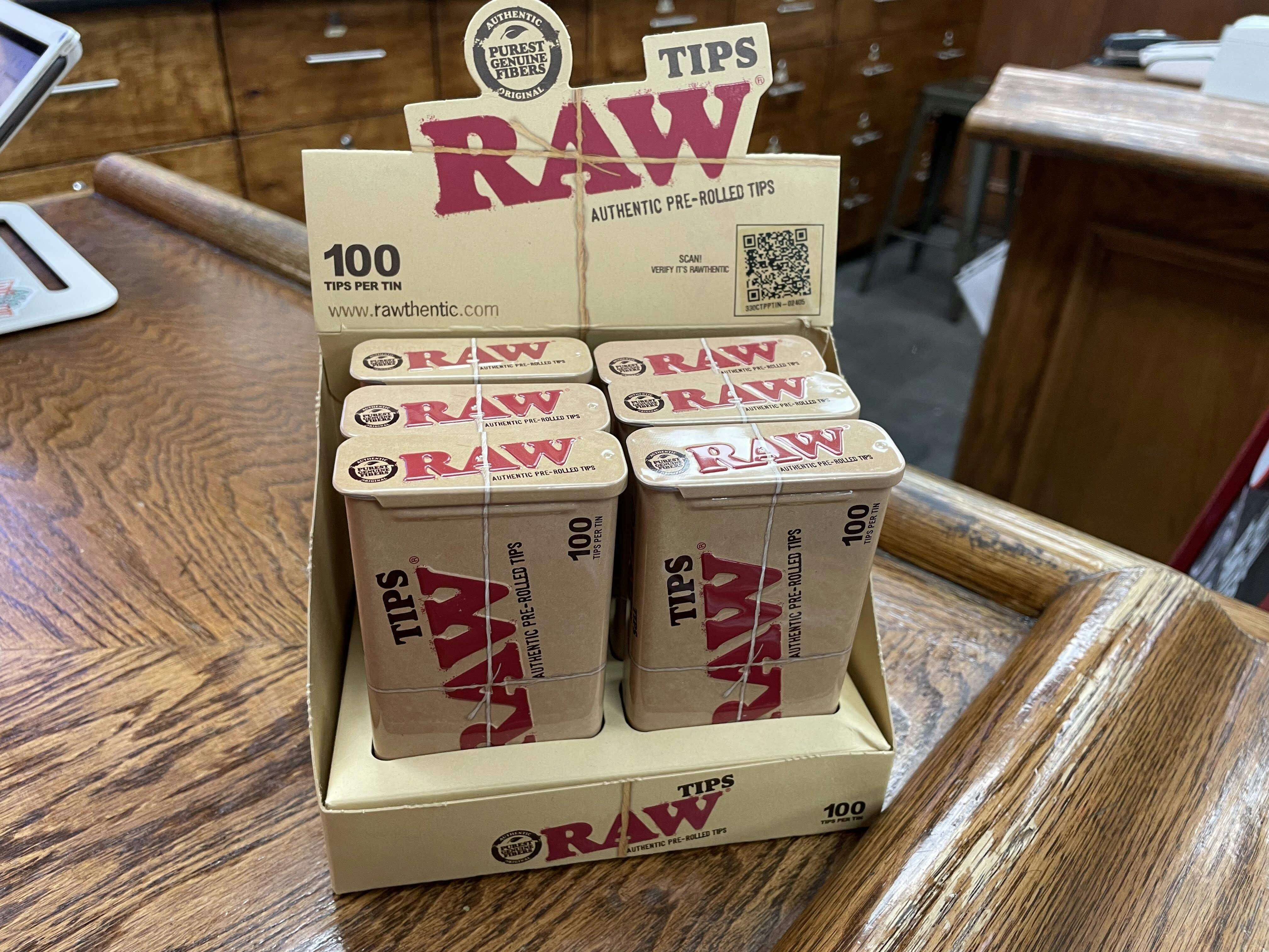 RAW 100 Pack Pre-rolled Tips with Tin