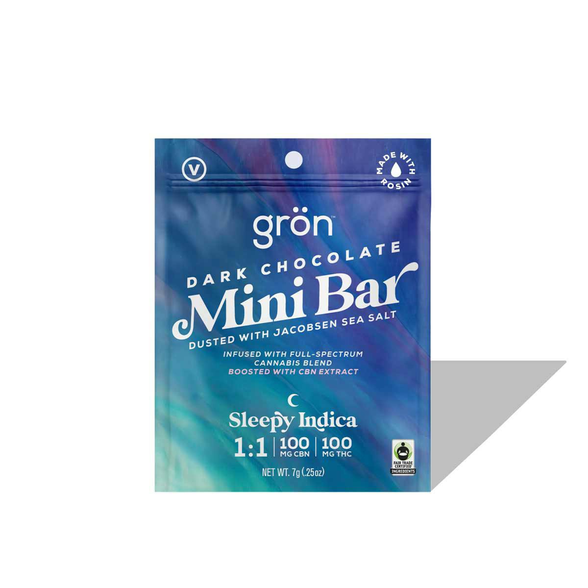 Gron / Chocolate Bar / 100mg / Dark Chocolate w/ Vanilla Bean Sea Salt 1:1:1 at Wild Flower Dispensary