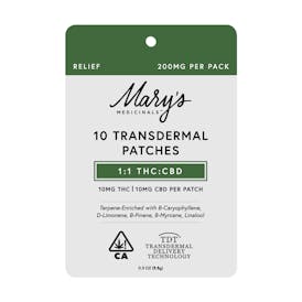 MARYS RELIEF 1:1 THC:CBD 200MG 10PK