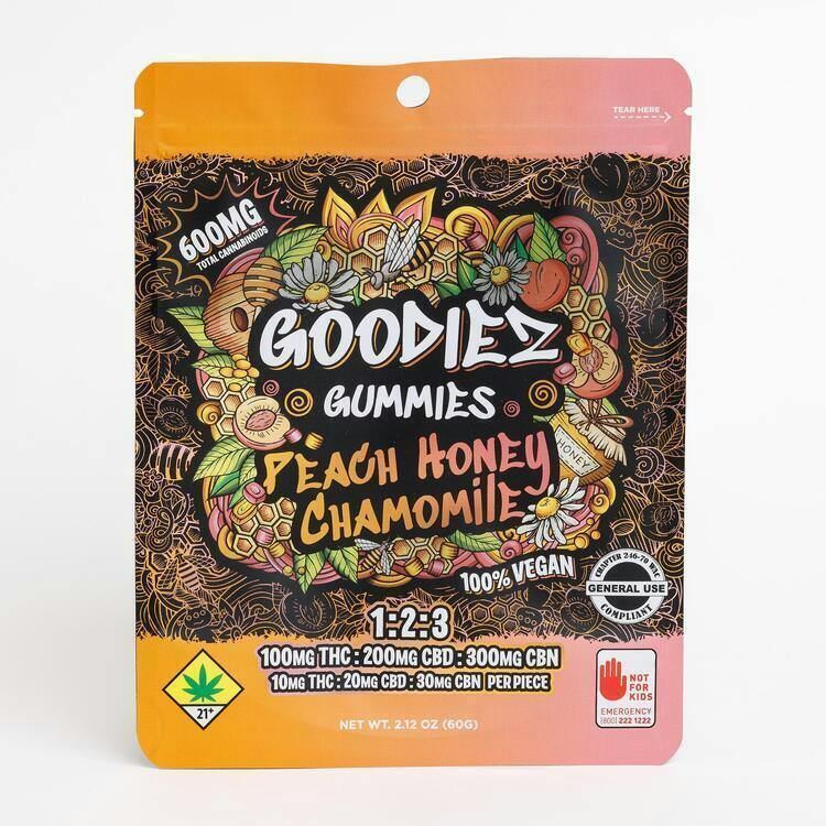 ED 10pk 1:2:3 Peach Honey Chamomile Gummies Goodiez