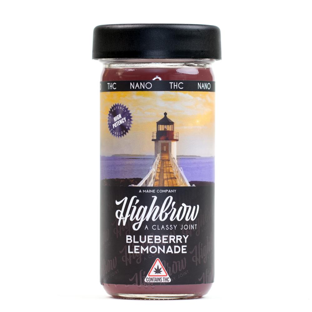 Highbrow | High Dose | Blueberry Lemonade | Distillate Nano Infused | Drink | 8oz.
