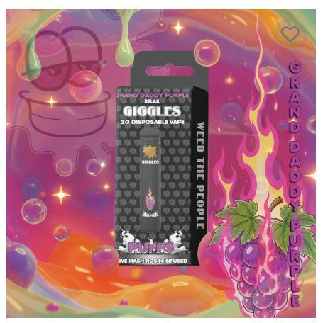 Giggle Puffs | Strawberry Cough | Live Hash Rosin Infused Disposable
