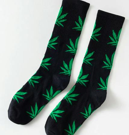 Black & Green Weed Leaf Socks - Accessories - One Size