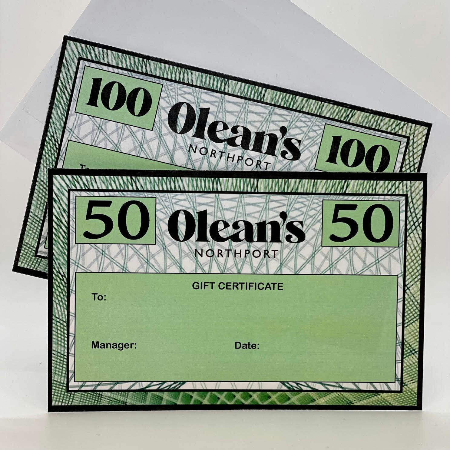 $25 Olean's Gift Certificate at Olean's Northport - Recreational Cannabis Leelanau County and Traverse City