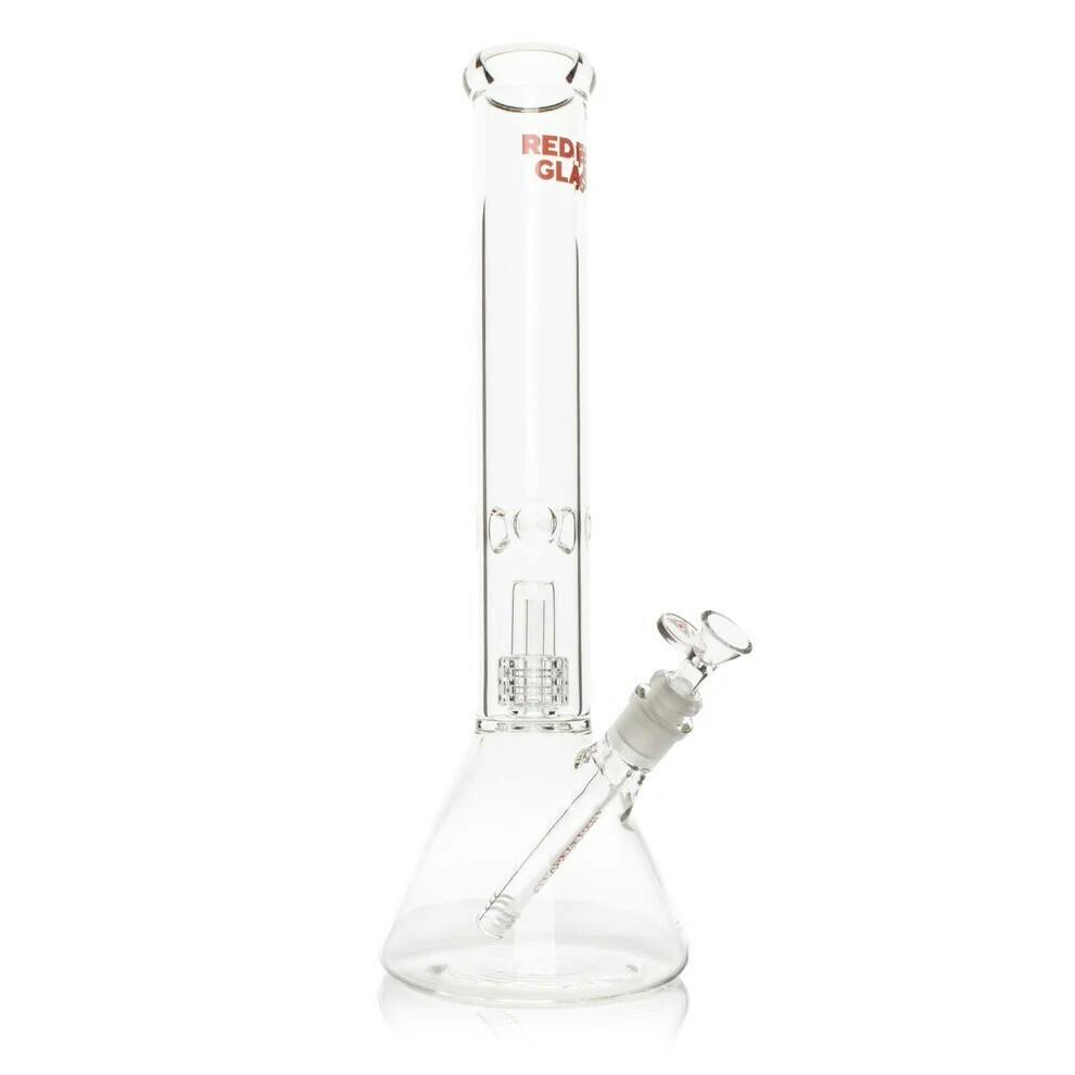 Red Eye Glass 16" Tall Clear Jammer Dual Chamber Beaker Base Water Pipe W/Matrix Perc